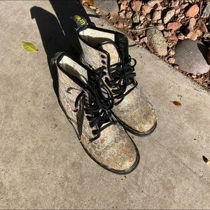 Dr Martens White iridescent lace boots UK 3 US 5.5